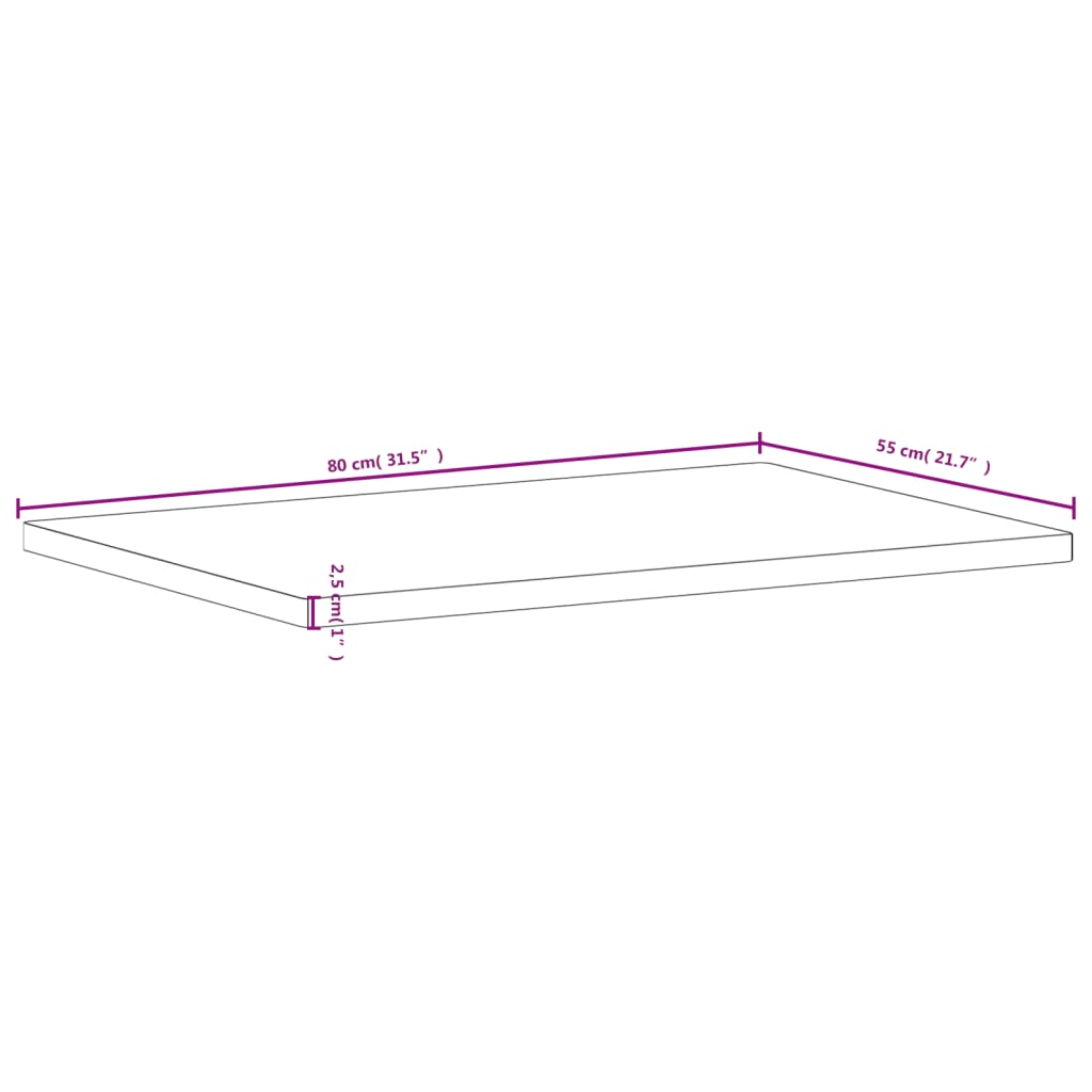 Bordplate 80x55x2,5 cm heltre bøketre