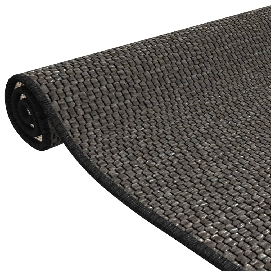 Teppeløper sisal-utseende antrasitt 80x150 cm