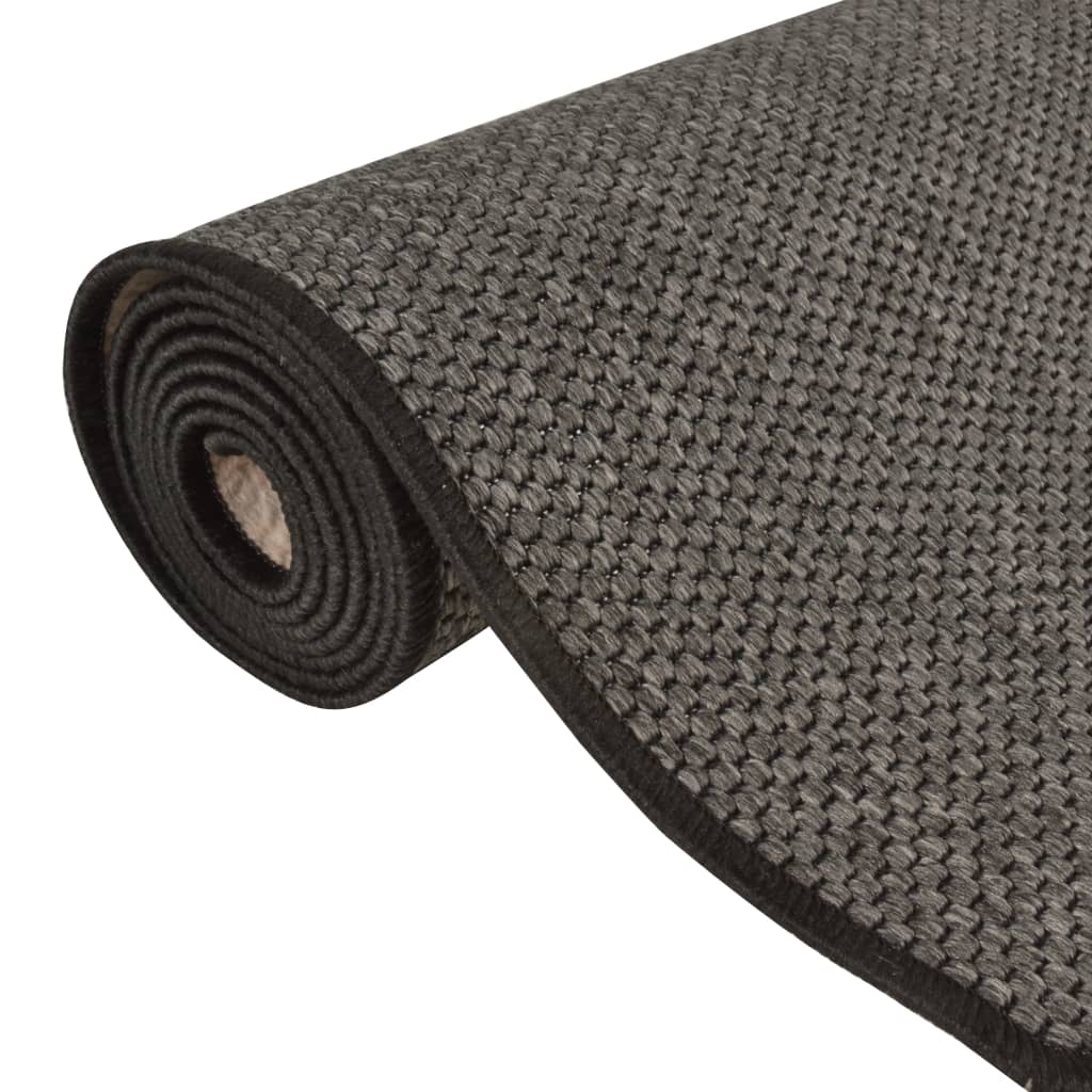 Teppeløper sisal-utseende antrasitt 80x300 cm