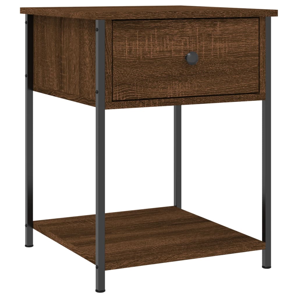 Nattbord 2 stk brun eik 44x45x58 cm konstruert tre