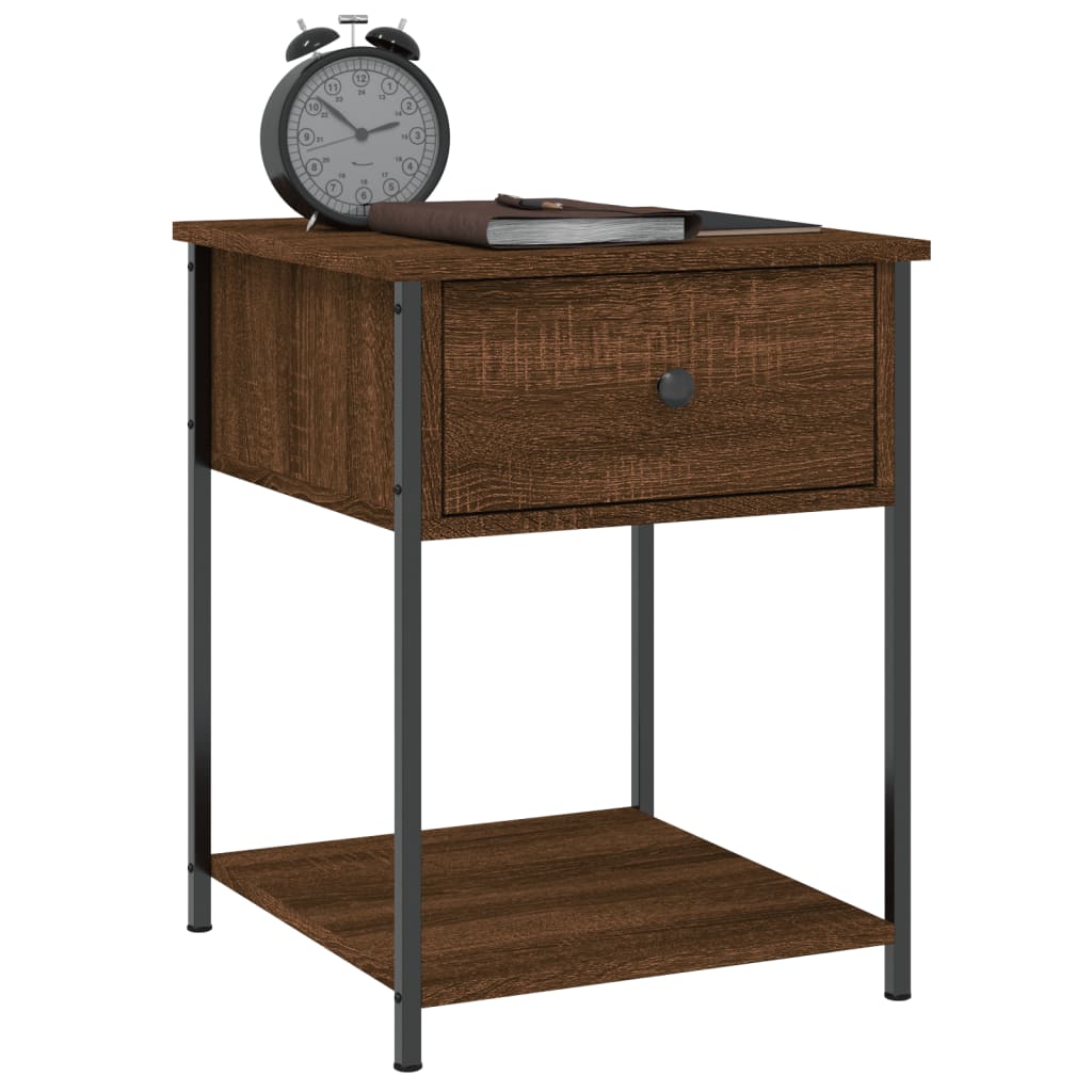 Nattbord 2 stk brun eik 44x45x58 cm konstruert tre