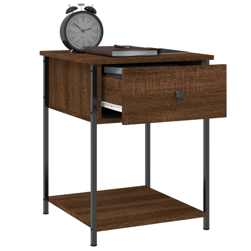 Nattbord 2 stk brun eik 44x45x58 cm konstruert tre