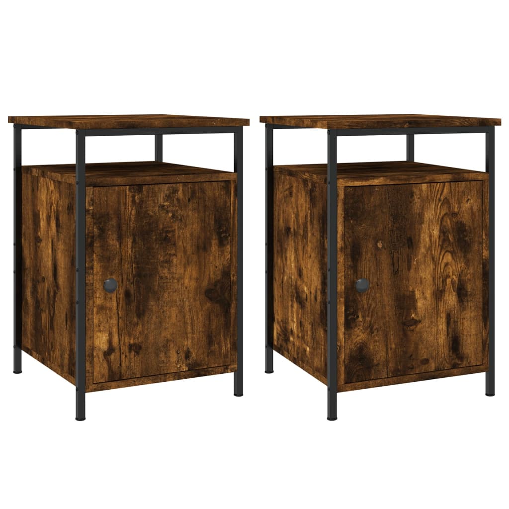 Nattbord 2 stk røkt eik 40x42x60 cm konstruert tre