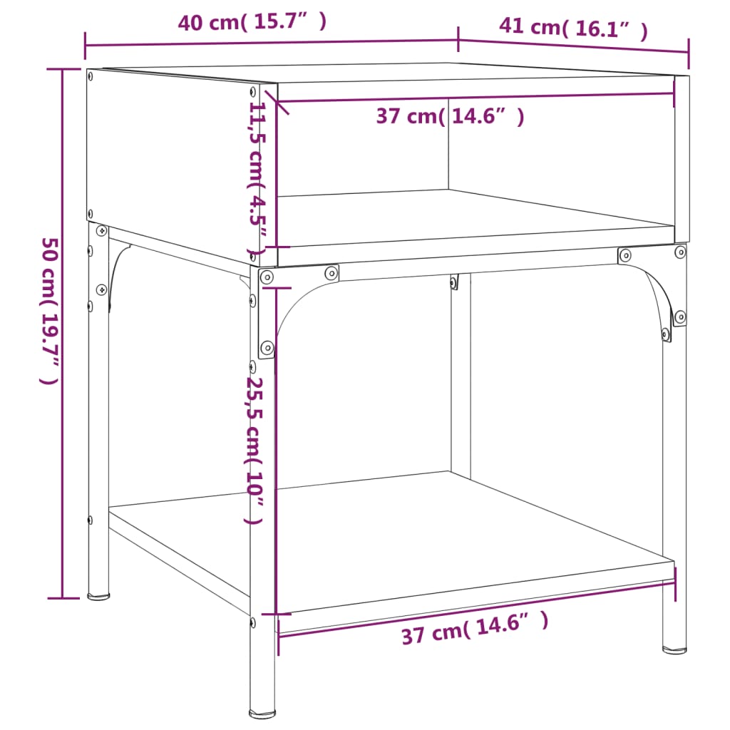 Nattbord 2 stk brun eik 40x41x50 cm konstruert tre