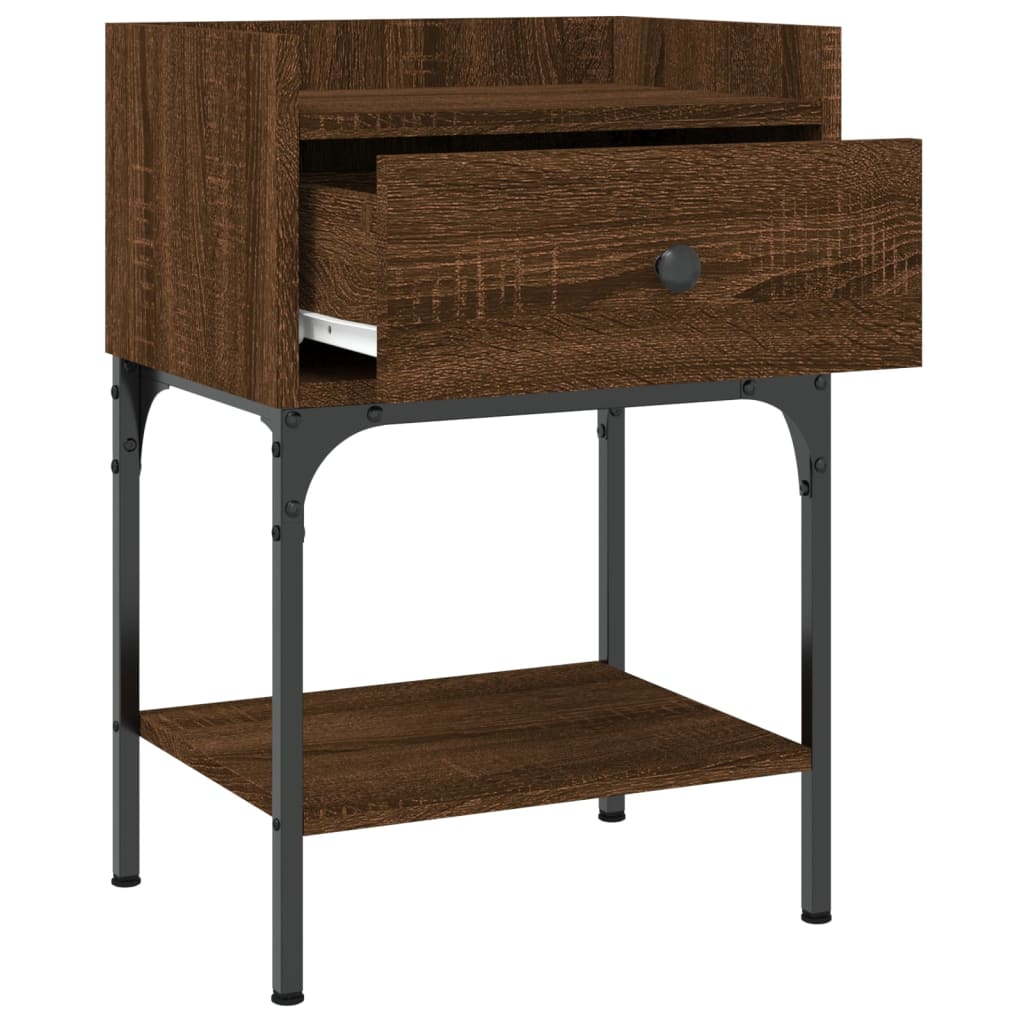 Nattbord 2 stk brun eik 40,5x31x60 cm konstruert tre