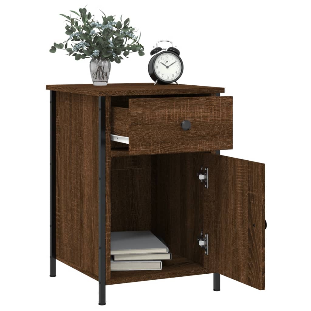Nattbord 2 stk brun eik 40x42x60 cm konstruert tre