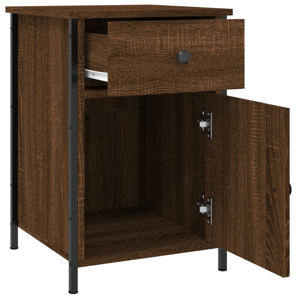 Nattbord 2 stk brun eik 40x42x60 cm konstruert tre