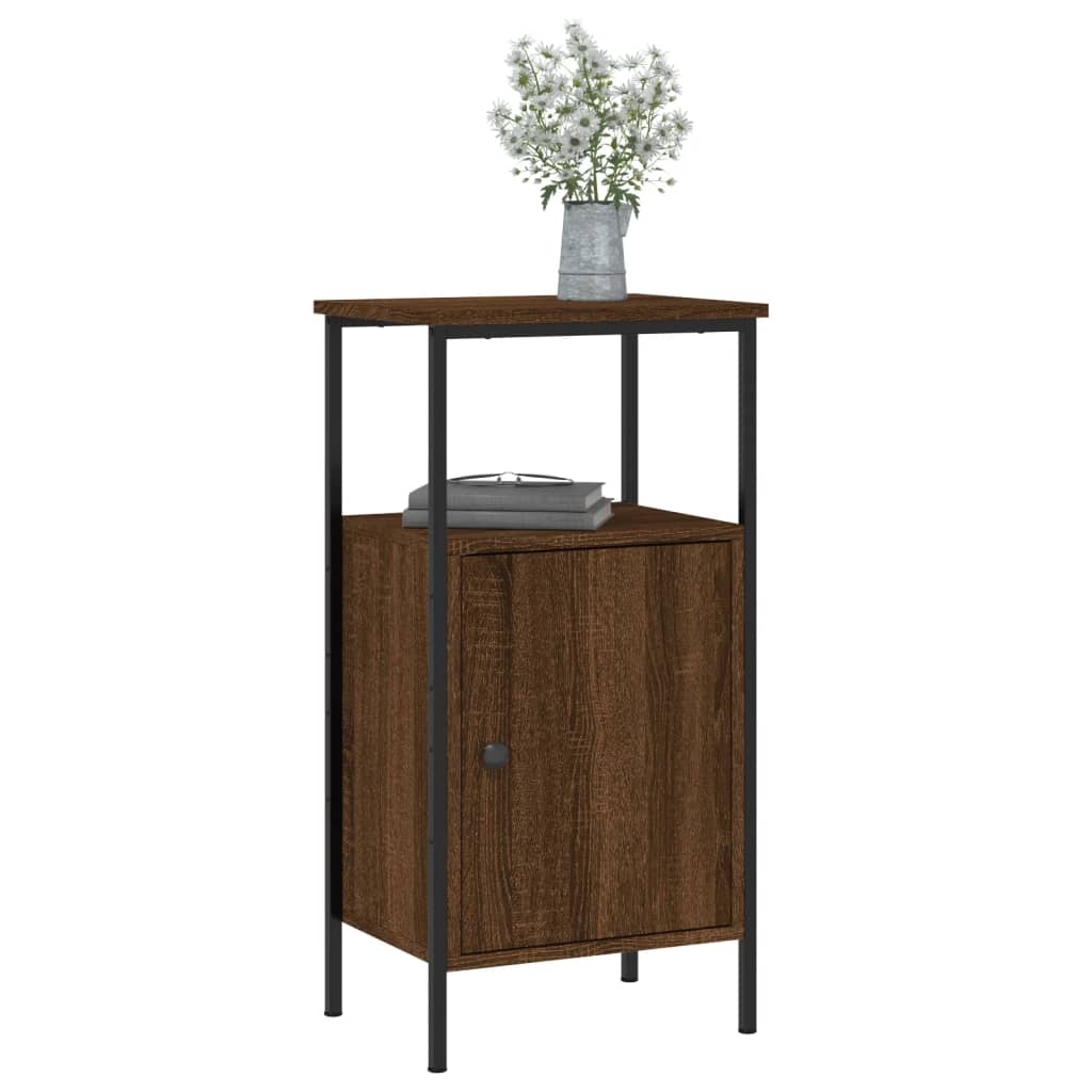 Nattbord 2 stk brun eik 41x31x80 cm konstruert tre