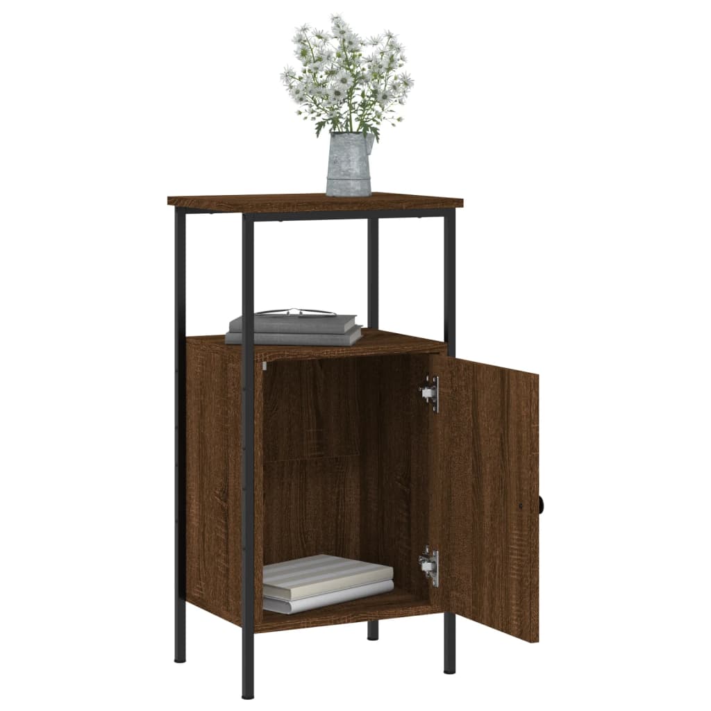 Nattbord 2 stk brun eik 41x31x80 cm konstruert tre