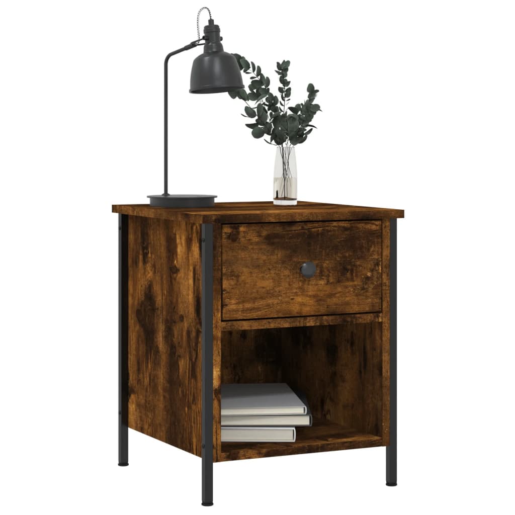 Nattbord 2 stk røkt eik 40x42x50 cm konstruert tre