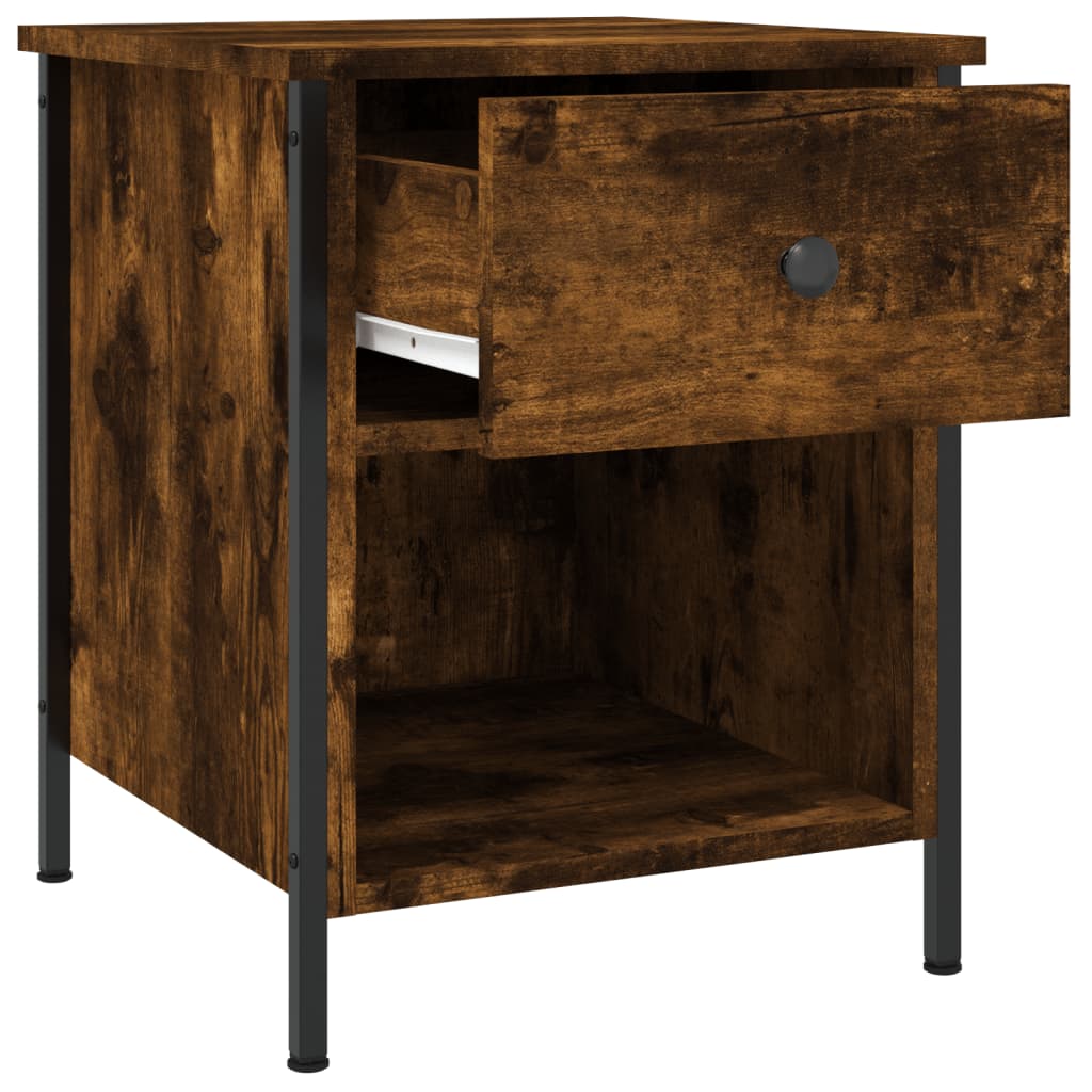 Nattbord 2 stk røkt eik 40x42x50 cm konstruert tre