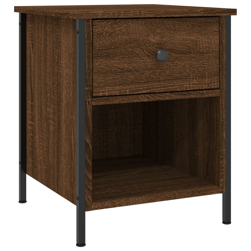 Nattbord 2 stk brun eik 40x42x50 cm konstruert tre