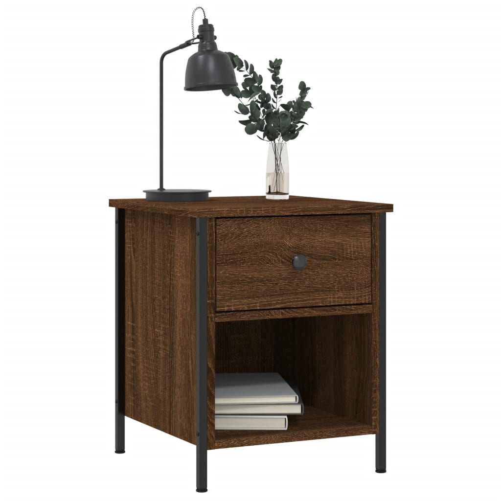 Nattbord 2 stk brun eik 40x42x50 cm konstruert tre