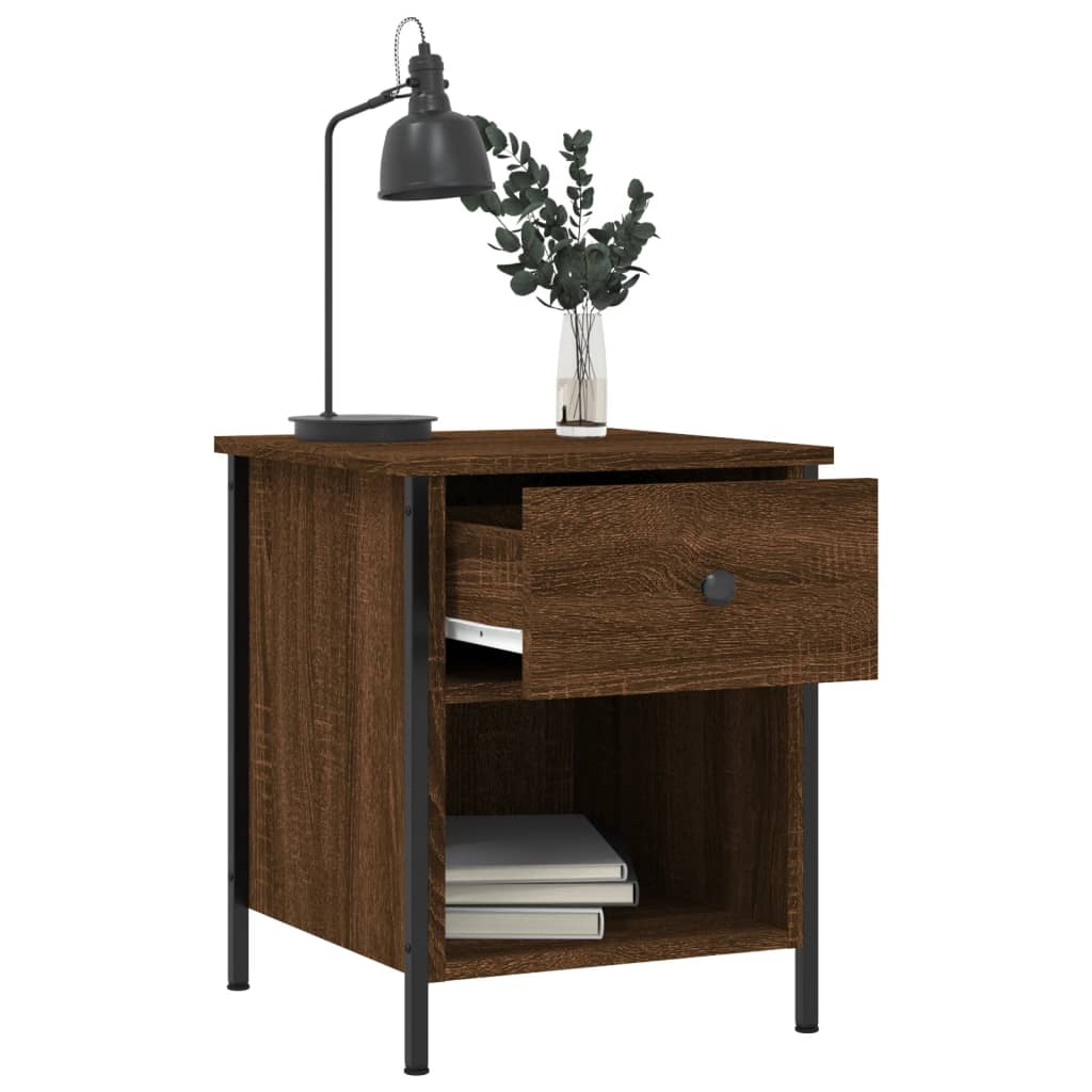 Nattbord 2 stk brun eik 40x42x50 cm konstruert tre
