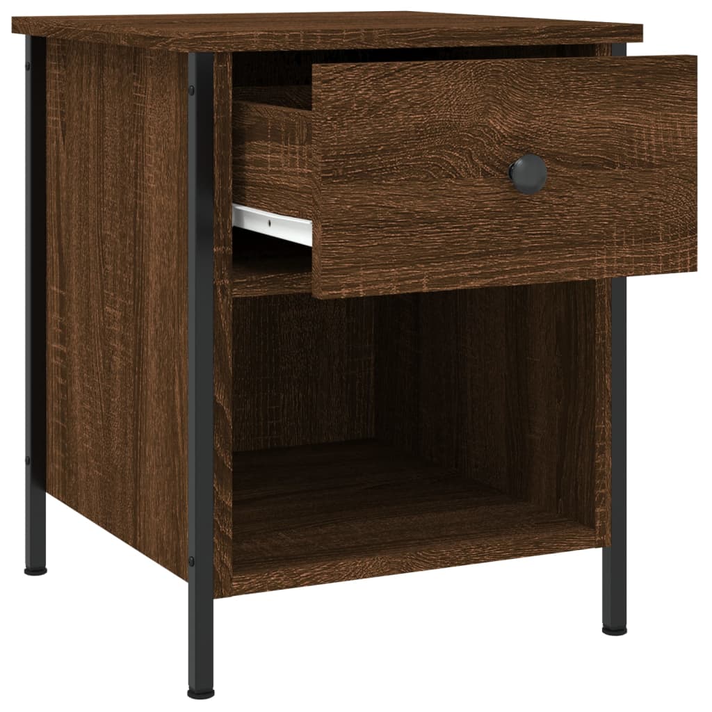 Nattbord 2 stk brun eik 40x42x50 cm konstruert tre