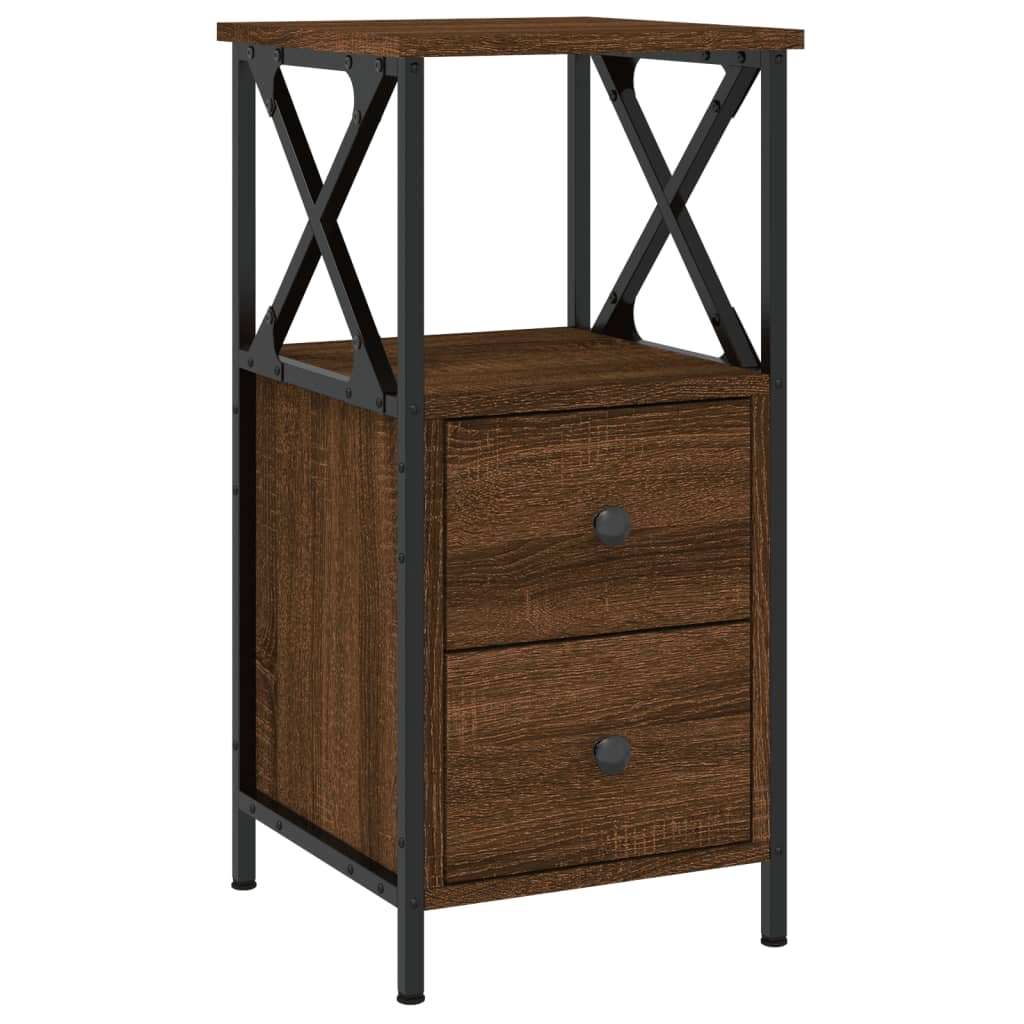 Nattbord 2 stk brun eik 34x35,5x70 cm konstruert tre
