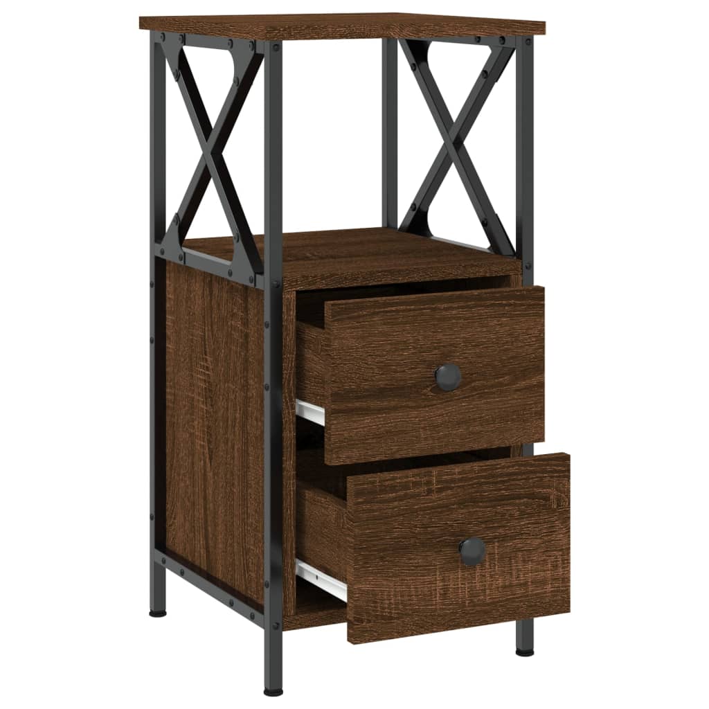 Nattbord 2 stk brun eik 34x35,5x70 cm konstruert tre