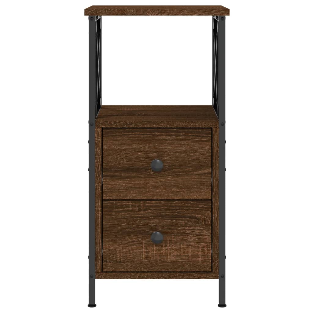 Nattbord 2 stk brun eik 34x35,5x70 cm konstruert tre
