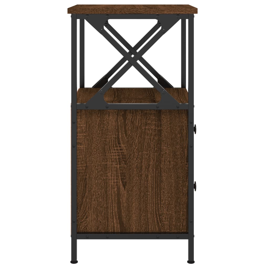 Nattbord 2 stk brun eik 34x35,5x70 cm konstruert tre