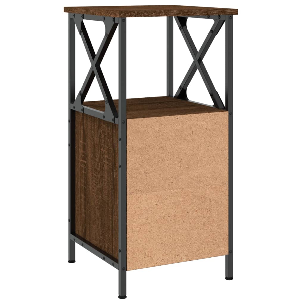 Nattbord 2 stk brun eik 34x35,5x70 cm konstruert tre
