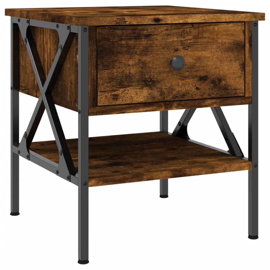 Nattbord 2 stk røkt eik 40x42x45 cm konstruert tre