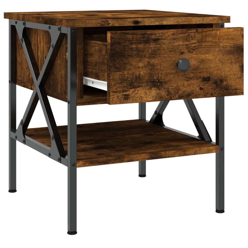Nattbord 2 stk røkt eik 40x42x45 cm konstruert tre