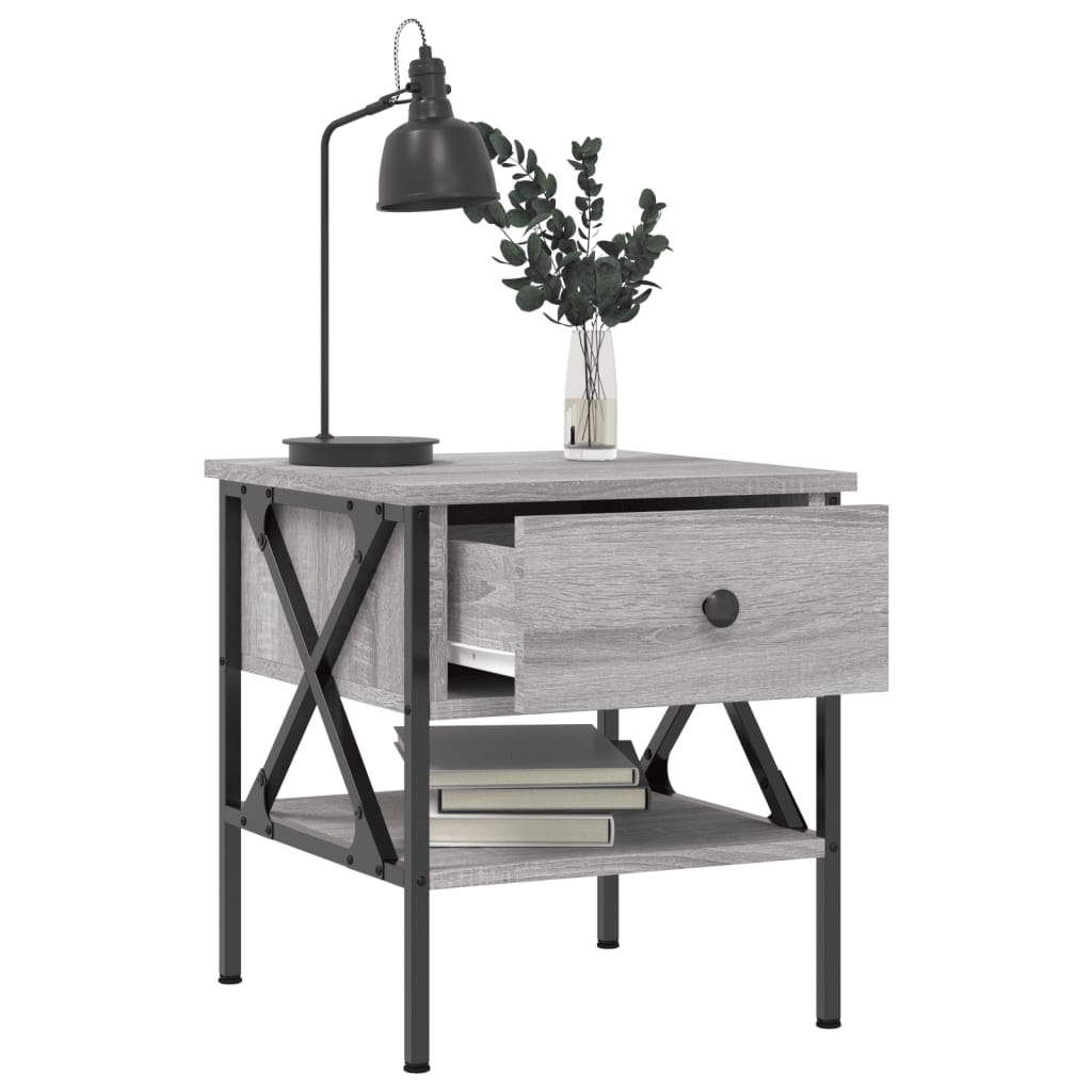 Nattbord 2 stk grå sonoma 40x42x45 cm konstruert tre