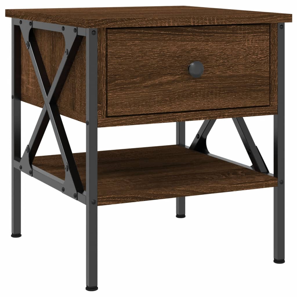 Nattbord 2 stk brun eik 40x42x45 cm konstruert tre