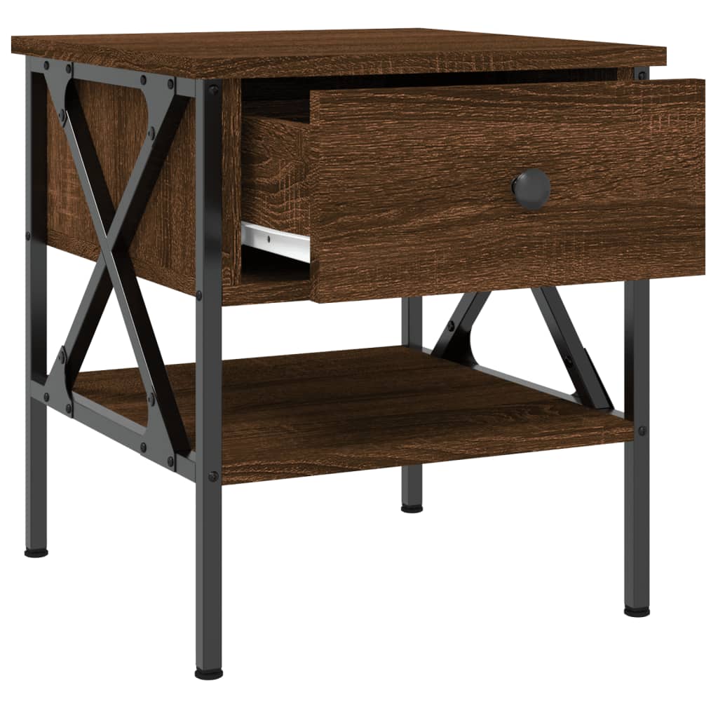 Nattbord 2 stk brun eik 40x42x45 cm konstruert tre