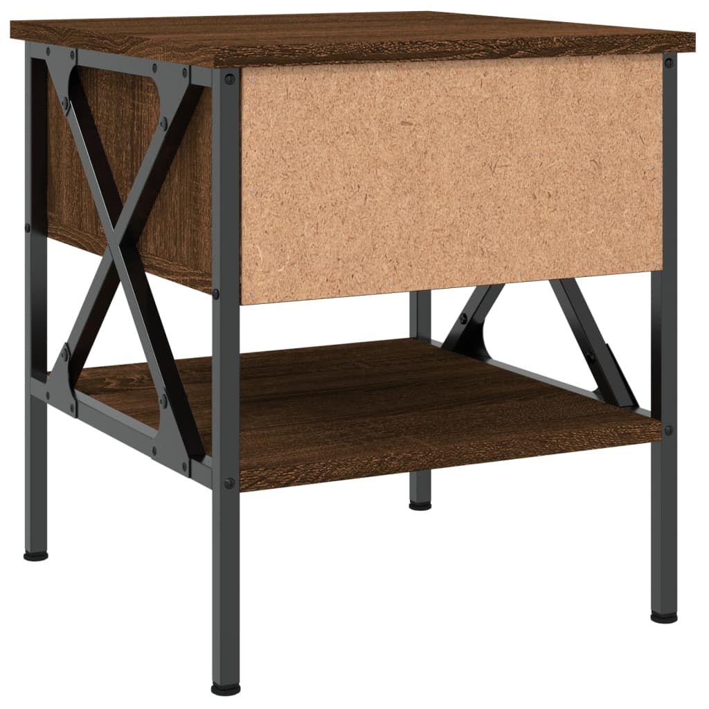 Nattbord 2 stk brun eik 40x42x45 cm konstruert tre