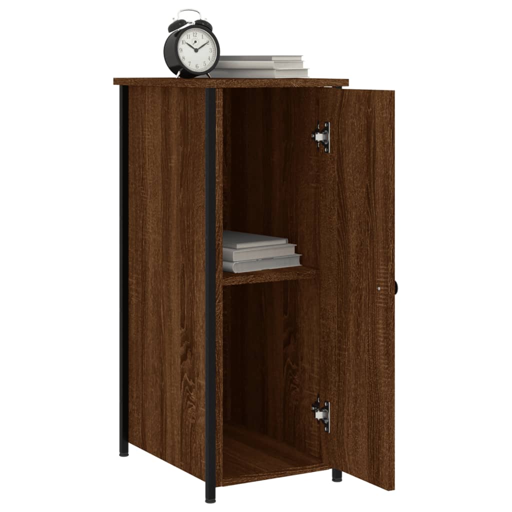 Nattbord 2 stk brun eik 32x42x80 cm konstruert tre