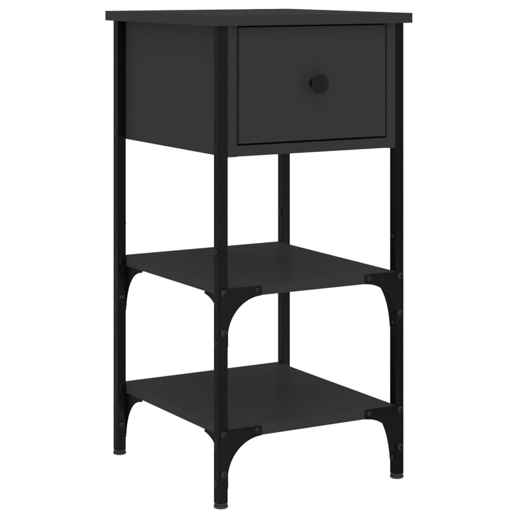 Nattbord 2 stk svart 34x36x70 cm konstruert tre