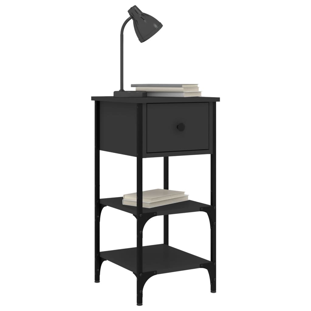 Nattbord 2 stk svart 34x36x70 cm konstruert tre