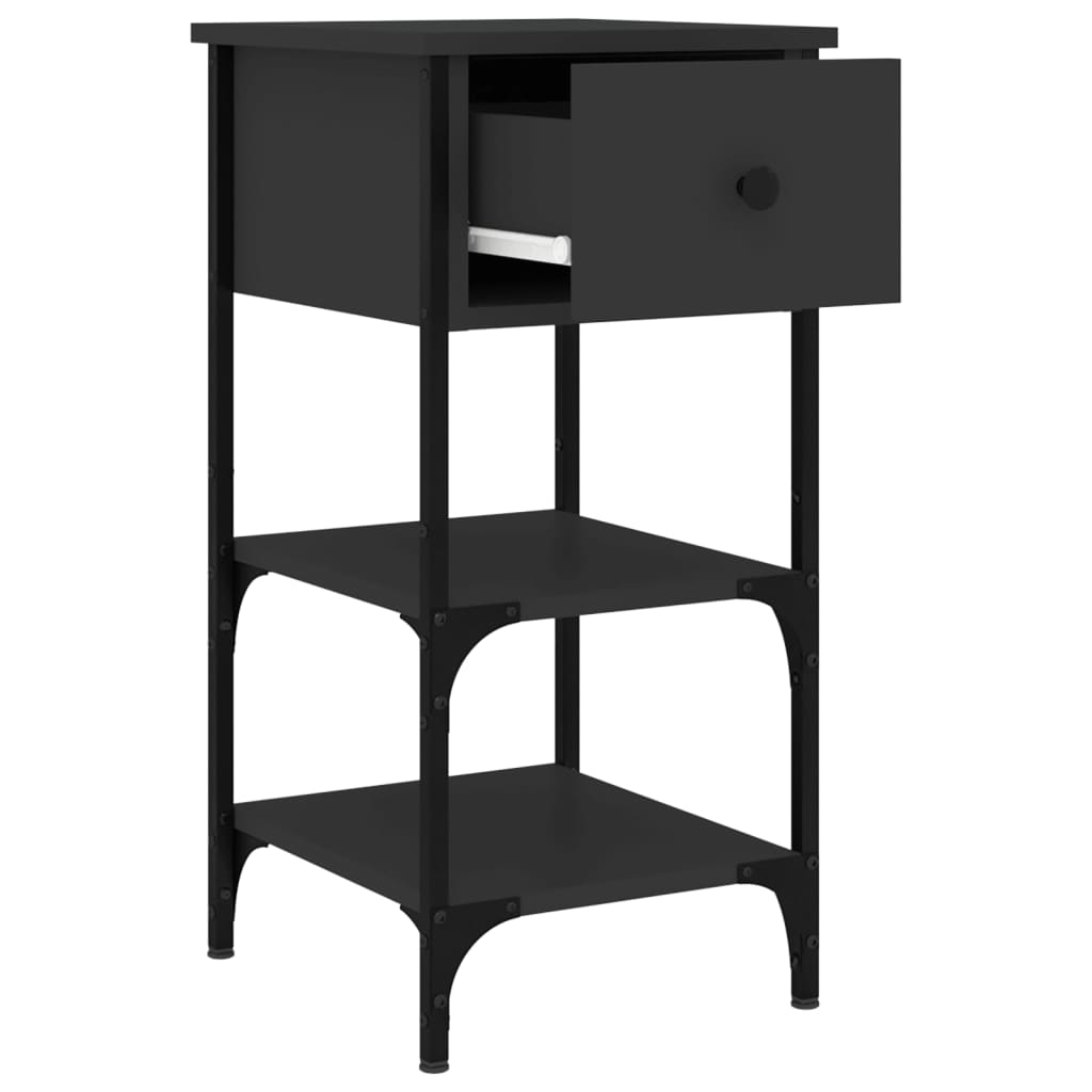Nattbord 2 stk svart 34x36x70 cm konstruert tre