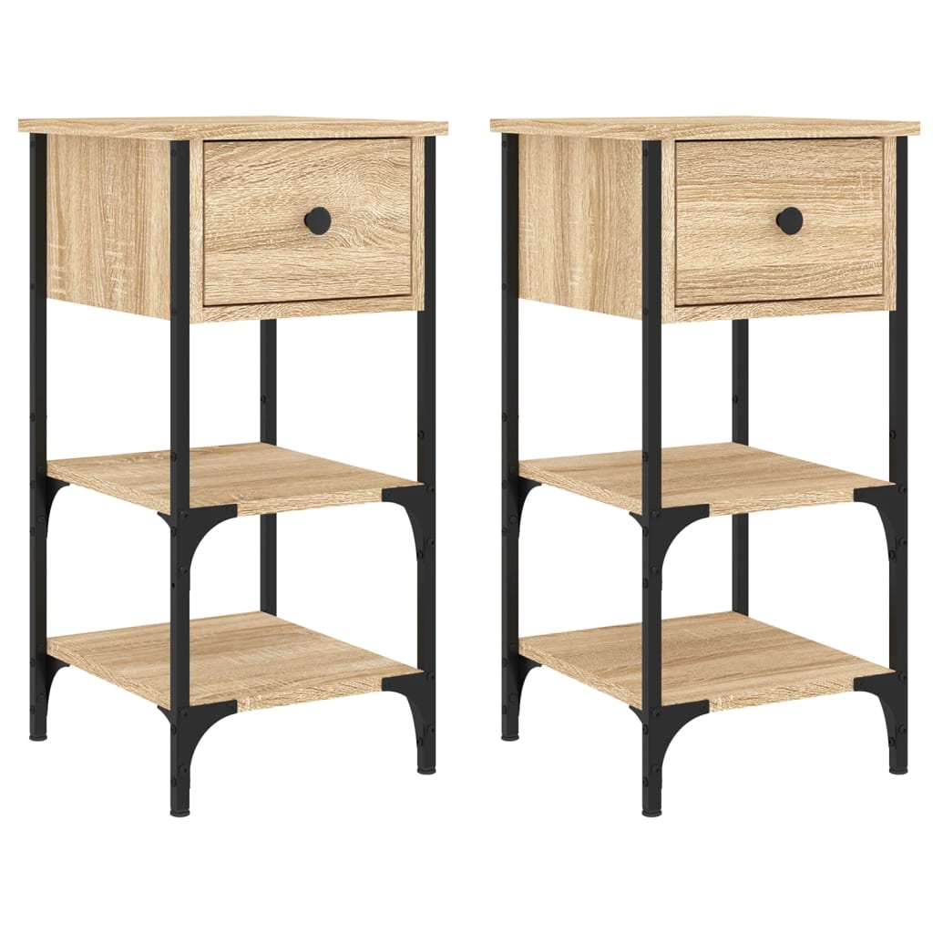 Nattbord 2 stk sonoma eik 34x36x70 cm konstruert tre