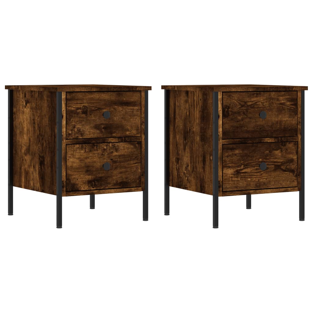 Nattbord 2 stk røkt eik 40x42x50 cm konstruert tre