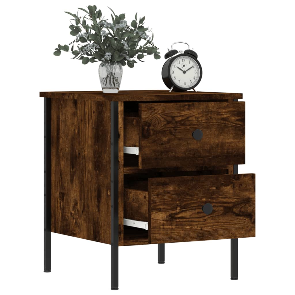 Nattbord 2 stk røkt eik 40x42x50 cm konstruert tre