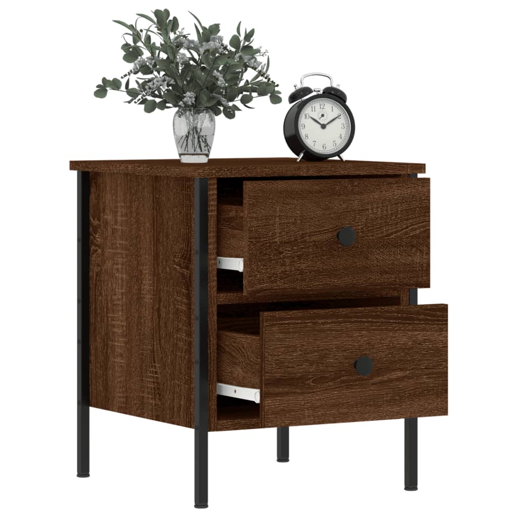 Nattbord 2 stk brun eik 40x42x50 cm konstruert tre
