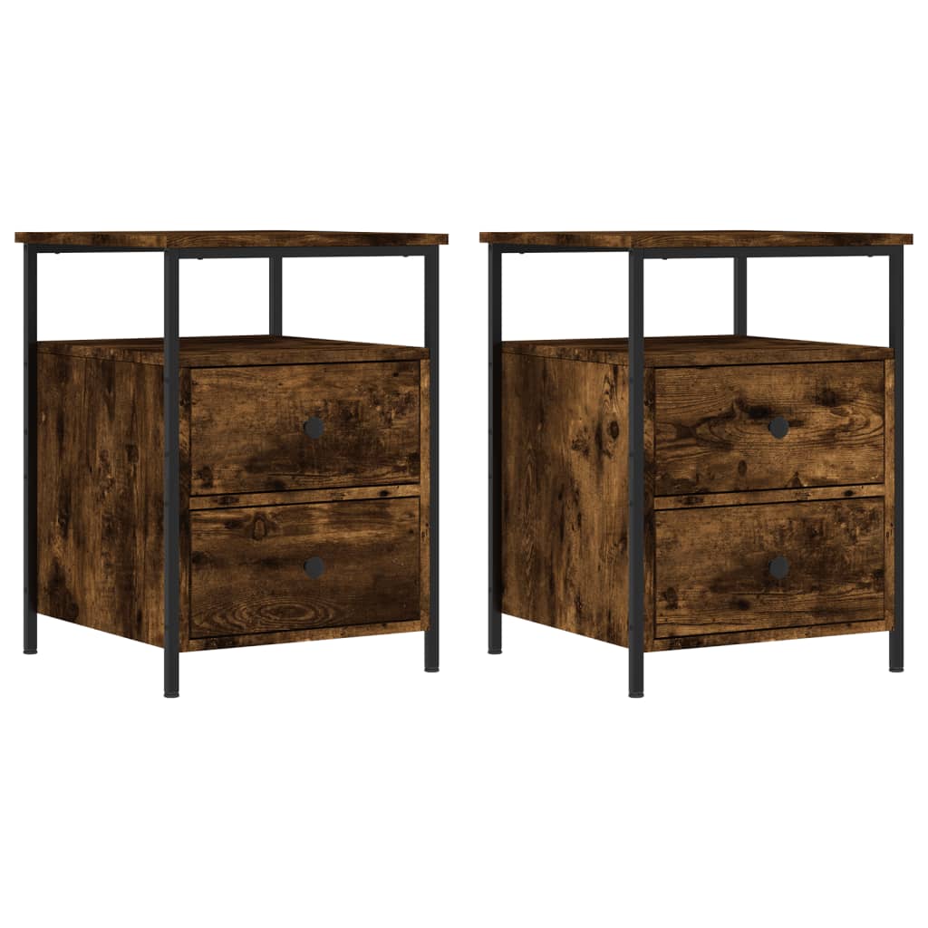 Nattbord 2 stk røkt eik 44x45x60 cm konstruert tre