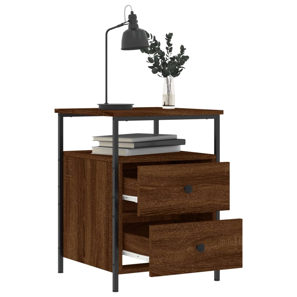 Nattbord 2 stk brun eik 44x45x60 cm konstruert tre
