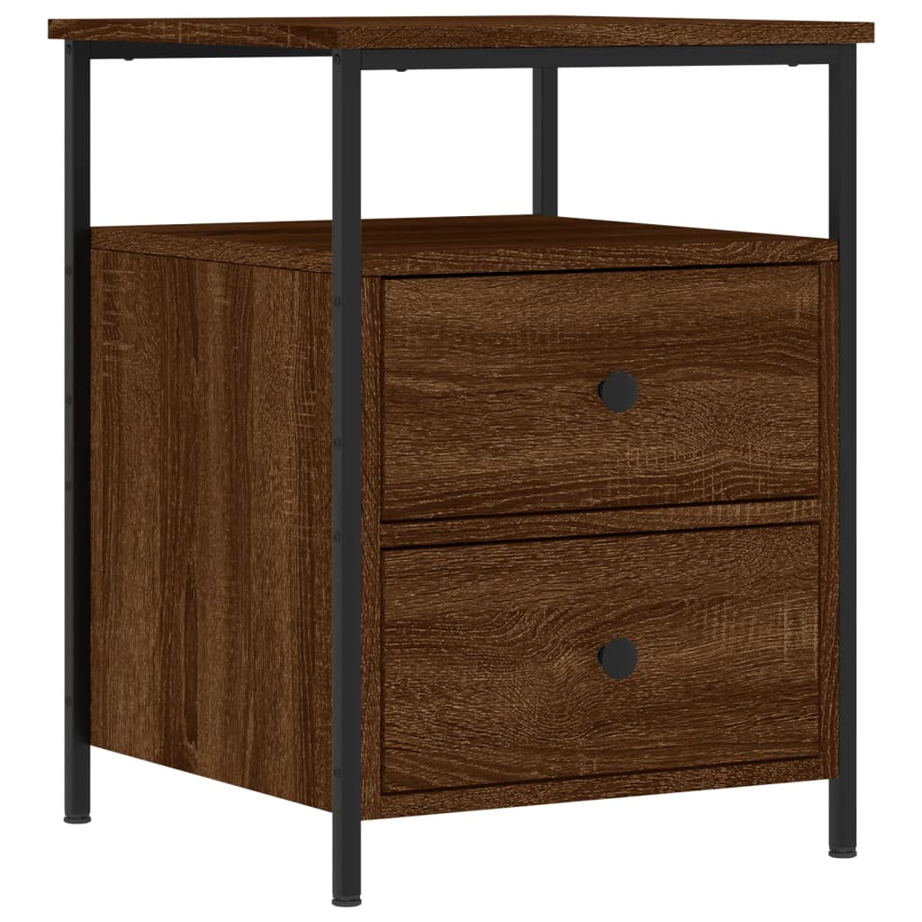 Nattbord 2 stk brun eik 44x45x60 cm konstruert tre