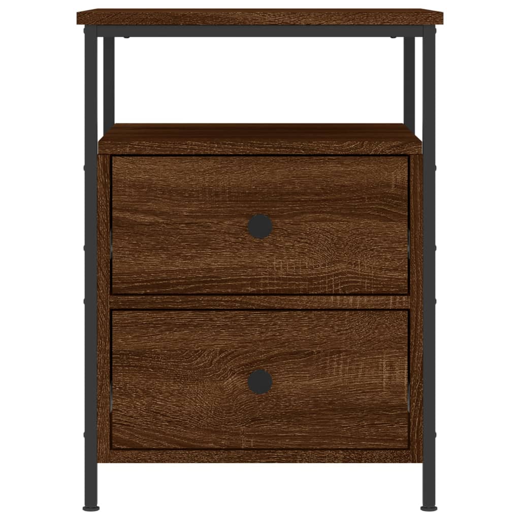 Nattbord 2 stk brun eik 44x45x60 cm konstruert tre