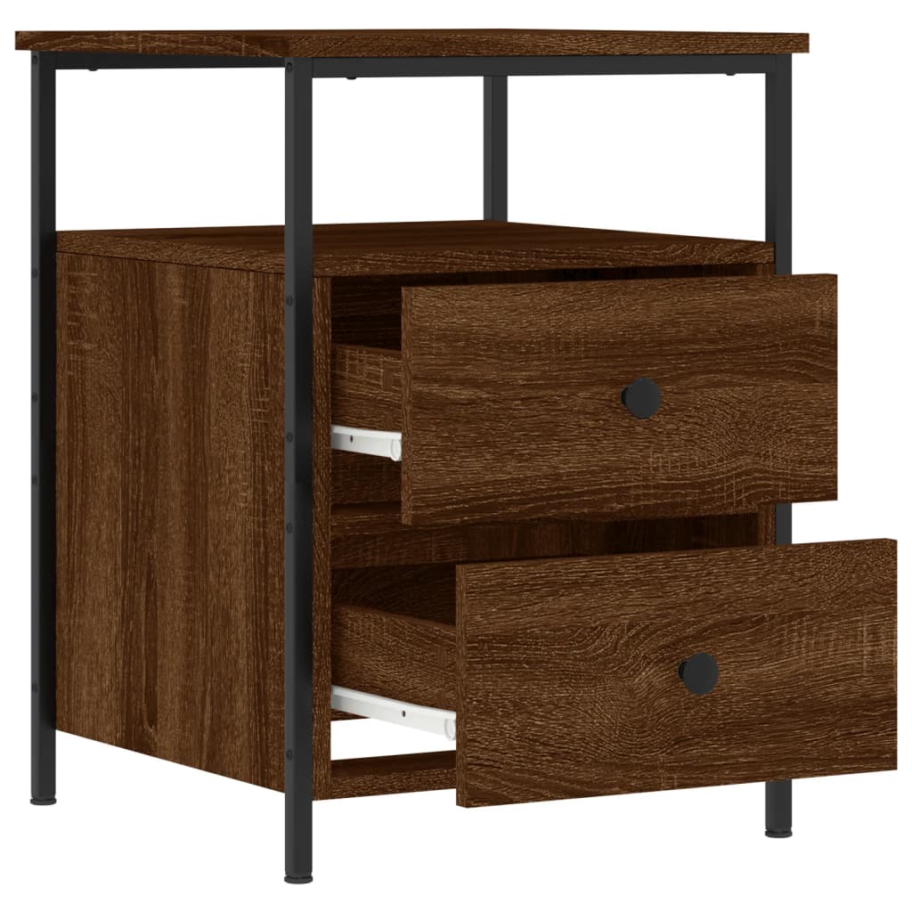 Nattbord 2 stk brun eik 44x45x60 cm konstruert tre