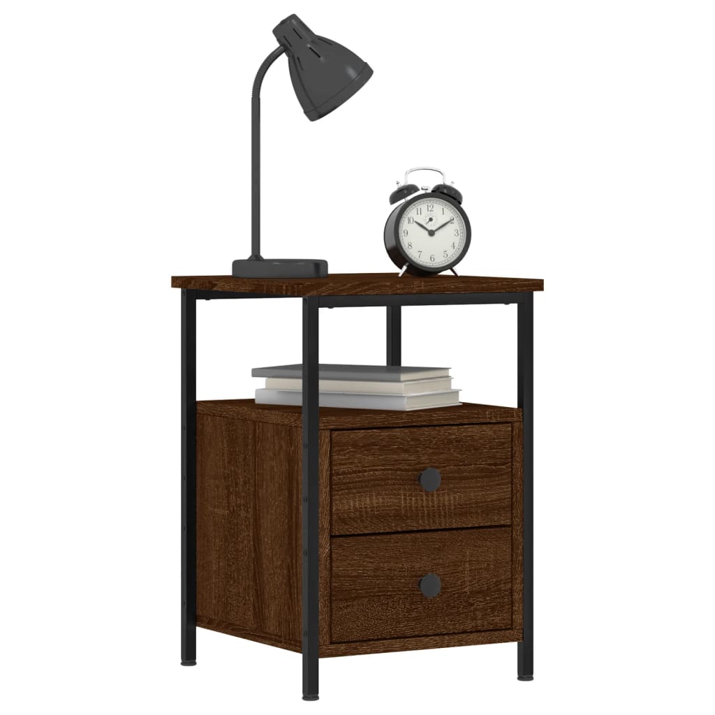 Nattbord 2 stk brun eik 34x35,5x50 cm konstruert tre