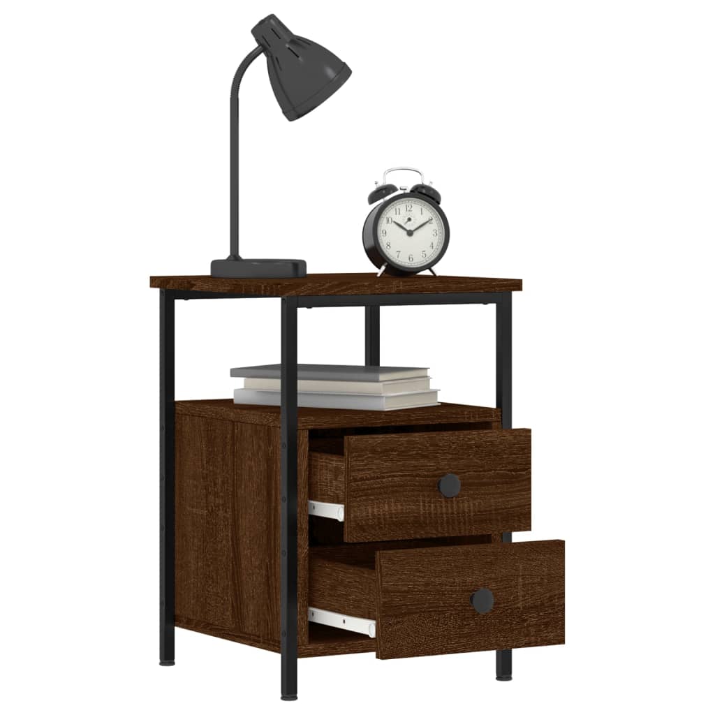 Nattbord 2 stk brun eik 34x35,5x50 cm konstruert tre