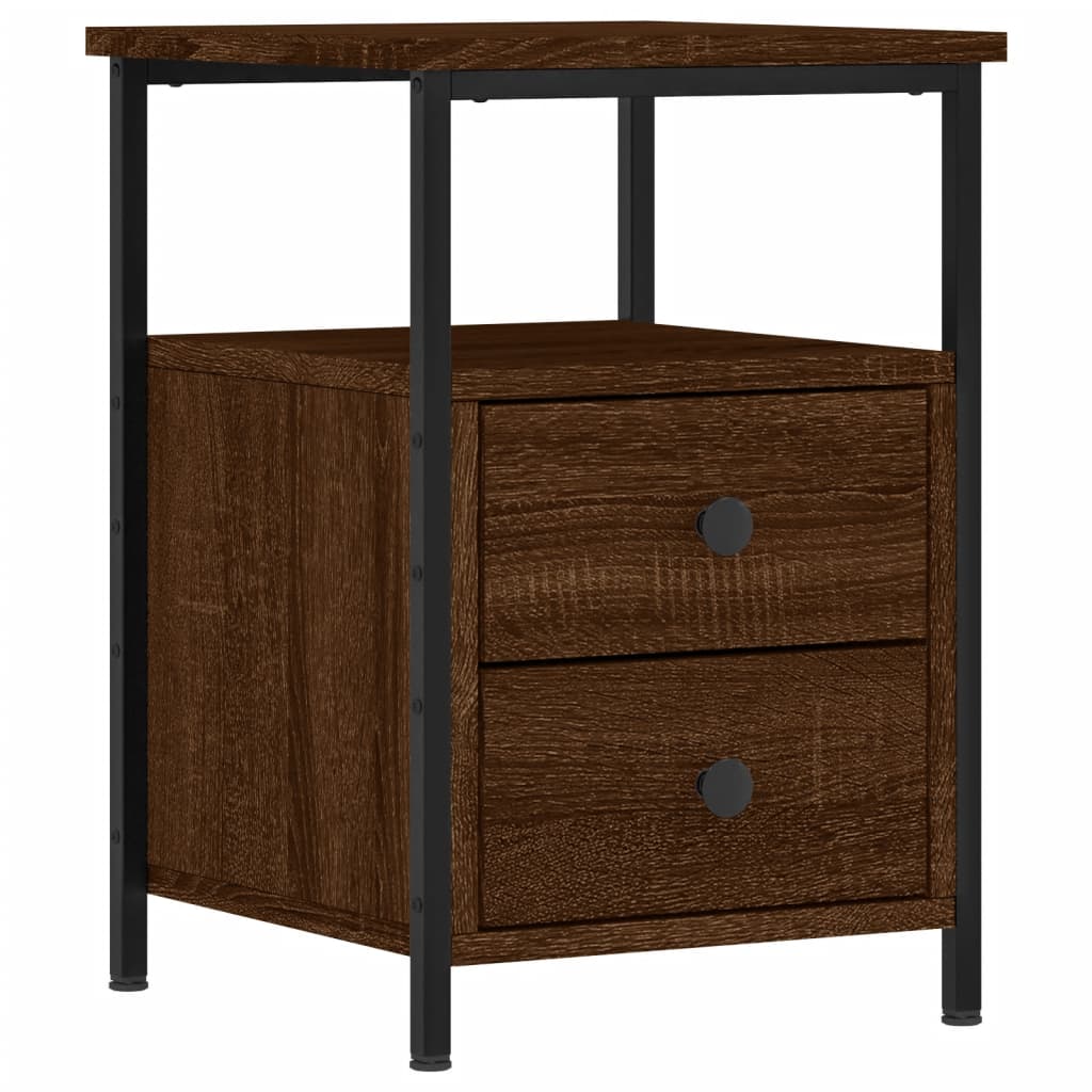 Nattbord 2 stk brun eik 34x35,5x50 cm konstruert tre
