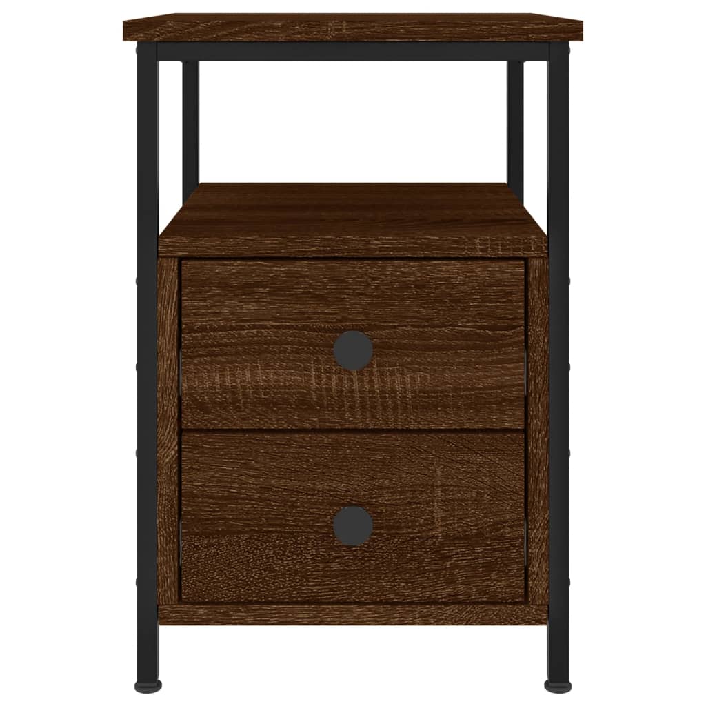 Nattbord 2 stk brun eik 34x35,5x50 cm konstruert tre