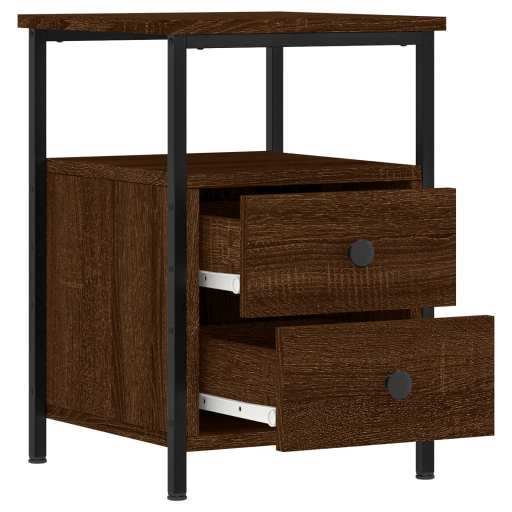 Nattbord 2 stk brun eik 34x35,5x50 cm konstruert tre