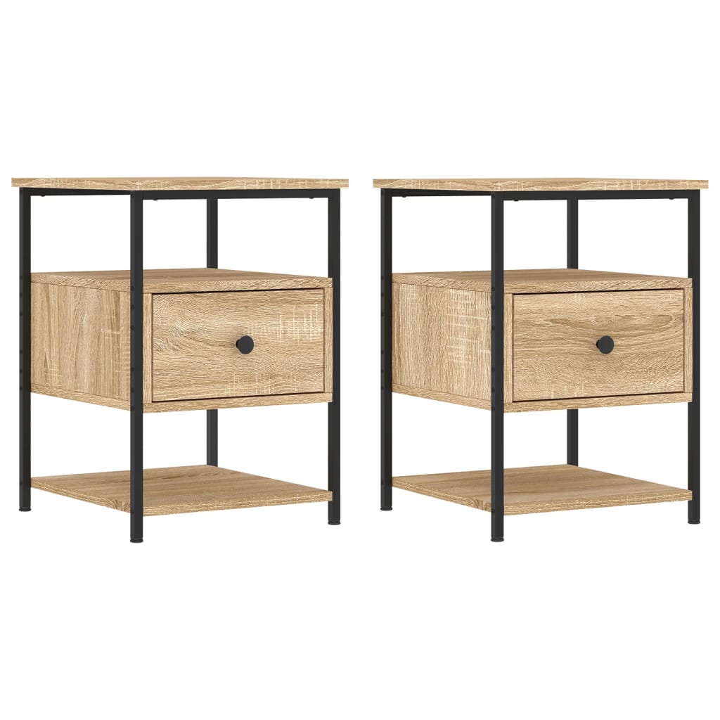 Nattbord 2 stk sonoma eik 40x42x56 cm konstruert tre
