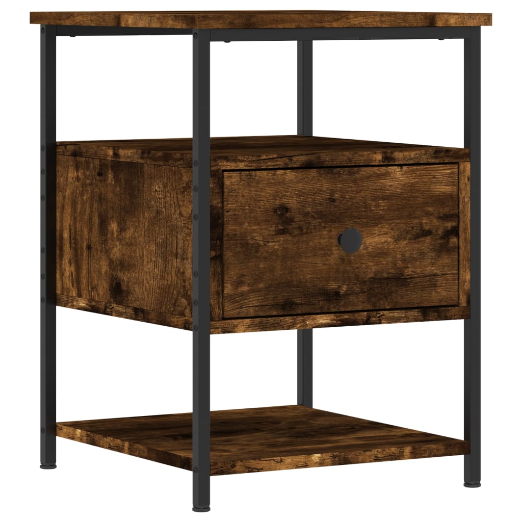 Nattbord 2 stk røkt eik 40x42x56 cm konstruert tre